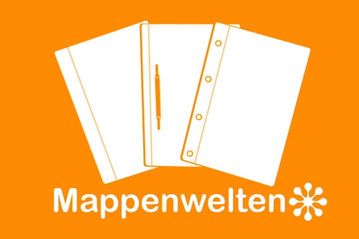 Besuchen und entdecken Sie jetzt die Mappenwelten im Online-Shop kontorplus.de! Hauptkategriebild mit Mappengrafik für "Mappenwelten" von Kontorplus.de