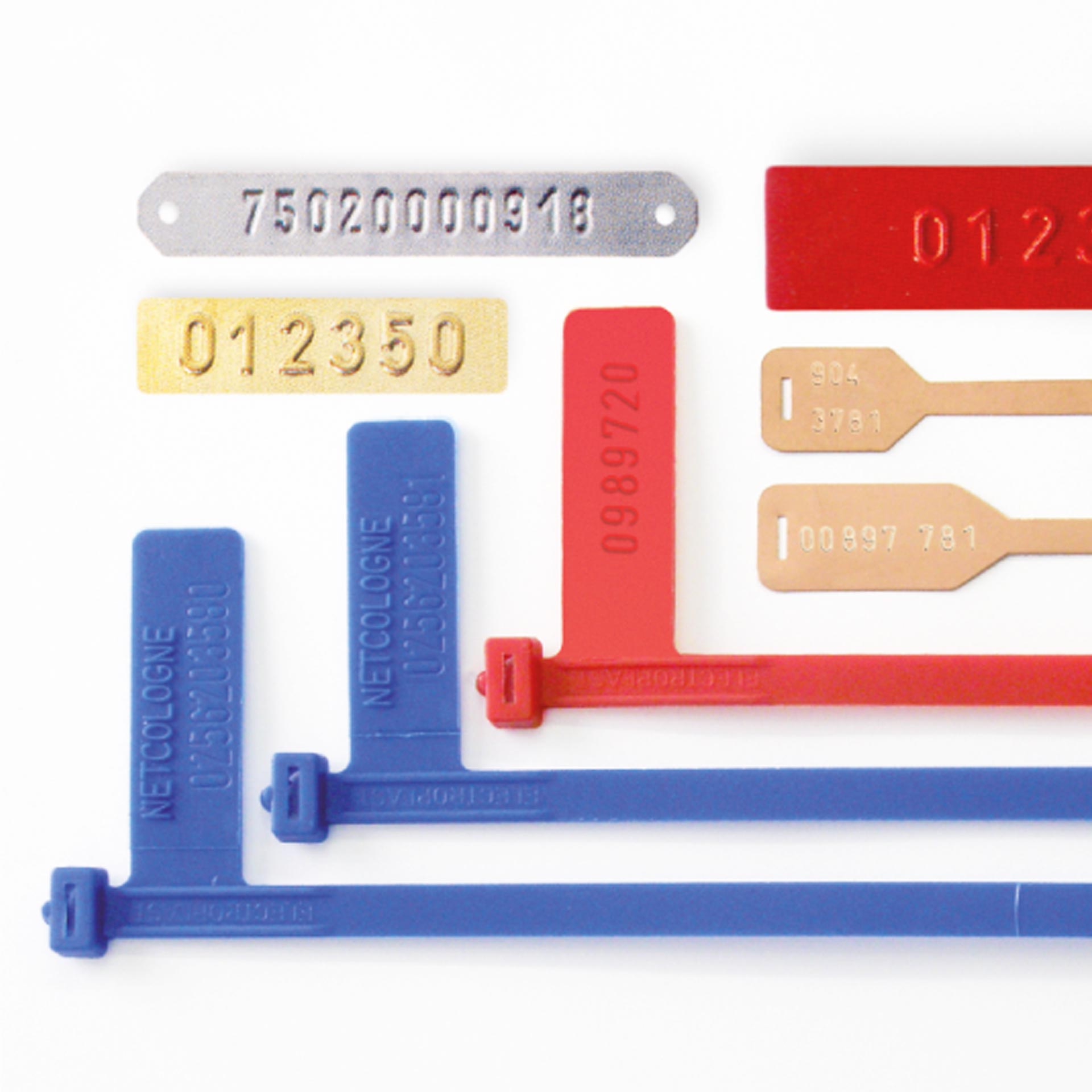 PERNUMA METALLPRINT E Metallprägemaschine Beispielprägungen PERNUMA METALLPRINT E Metallprägemaschine Prägebeispiele