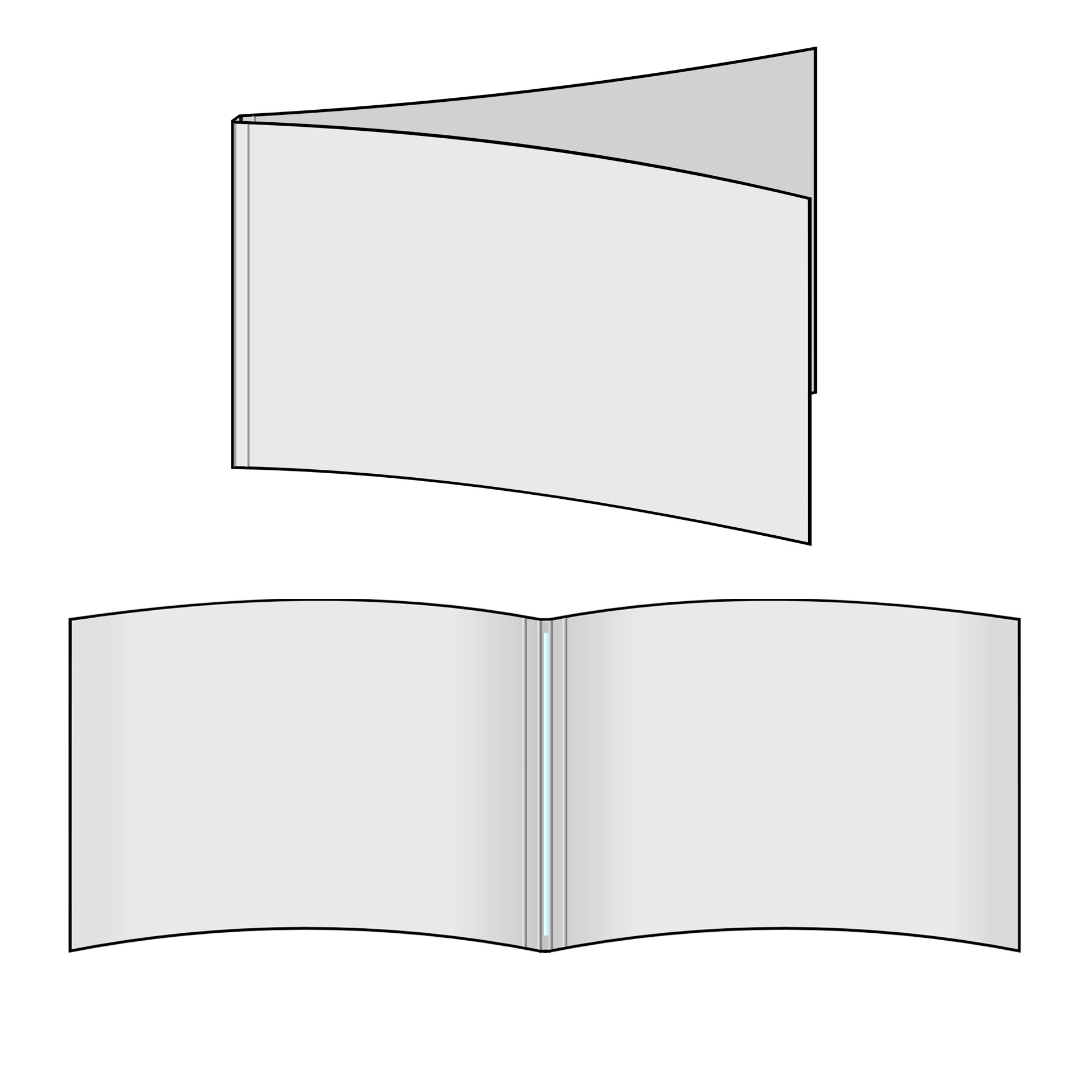 Grafik: Thermobindemappe A4 quer - Beispiel Vollkartonmappe (Ansicht außen/innen), Thermobindemappen im Querformat.
