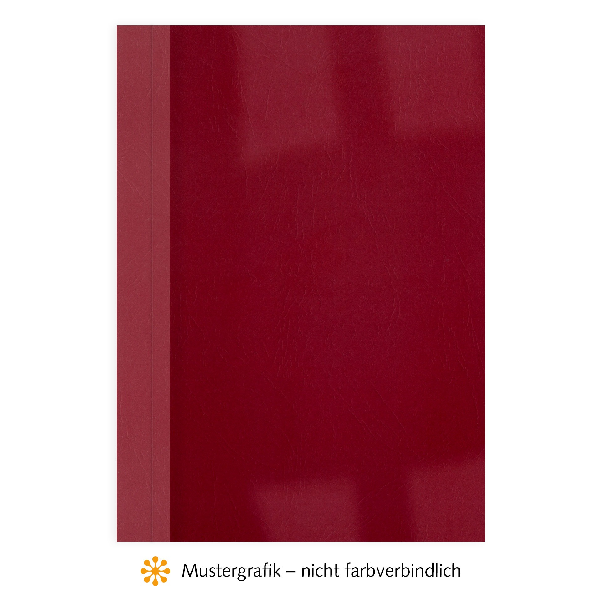 Ösenmappen DUO Cover, Vorderseite Folie KLAR transparent, Rückseite Karton Leder, Rot, 6 mm, 51 bis 60 Blatt