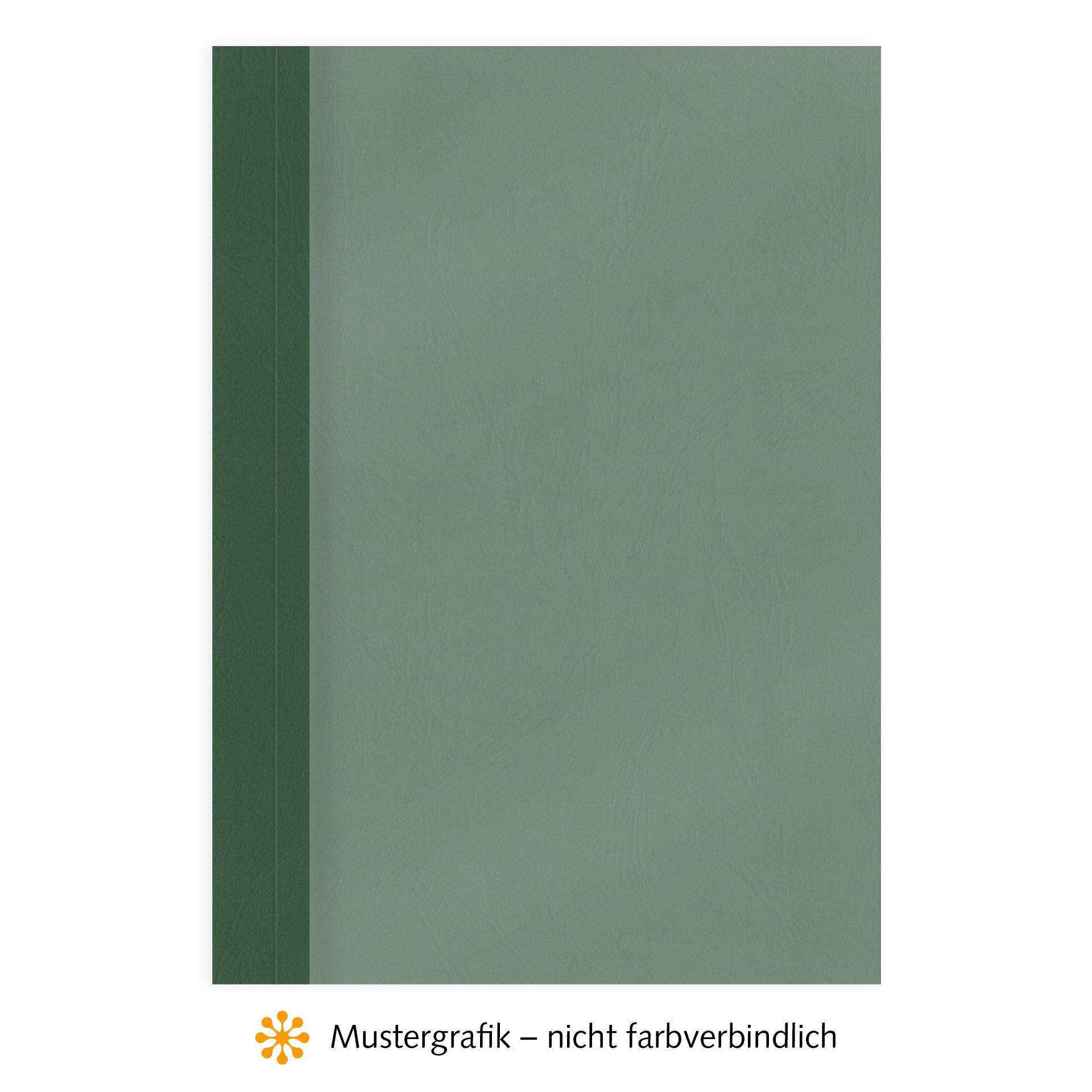 Ösenmappen DUO Cover, Vorderseite Folie MATT transparent, Rückseite Karton Leder, Dunkelgrün, 2 mm, 11 bis 20 Blatt