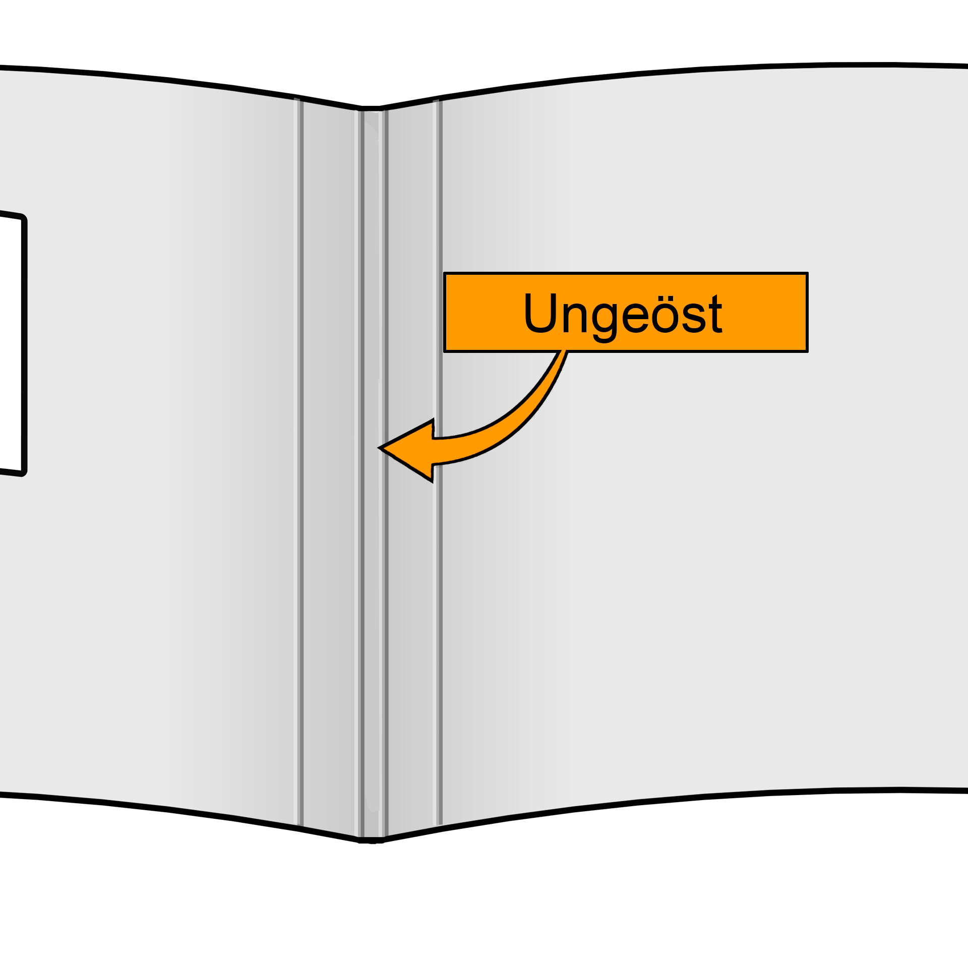 Ansicht innen von ungeöster Ösmappe / Ösenmappe DUO Cover aus Karton im A4 Querformat und mit Fenster-Stanzung. Grafik/Detailansicht: Ansicht innen von ungeöster Ösmappe / Ösenmappe DUO Cover aus Karton im A4 Querformat und mit Fenster-Stanzung.