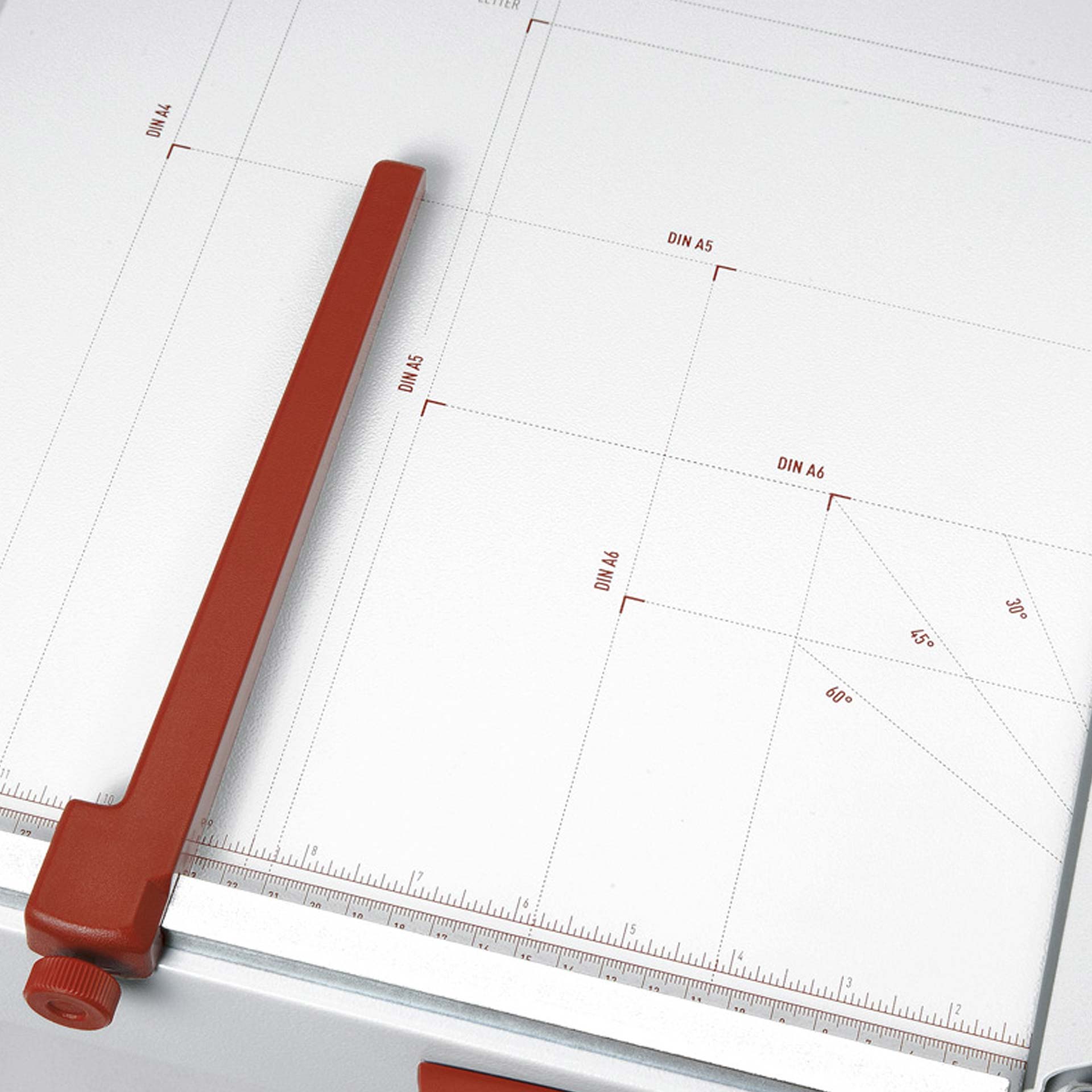ideal 1046 hebelschneider, ansicht auf den hinteranschlag