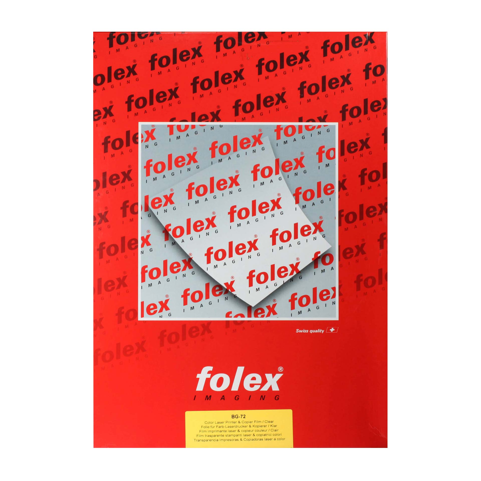 Folex Overheadfolie BG-72 Rote Folex-Verpackung BG-72 für klare Folien für Farblaserdrucker und Kopierer