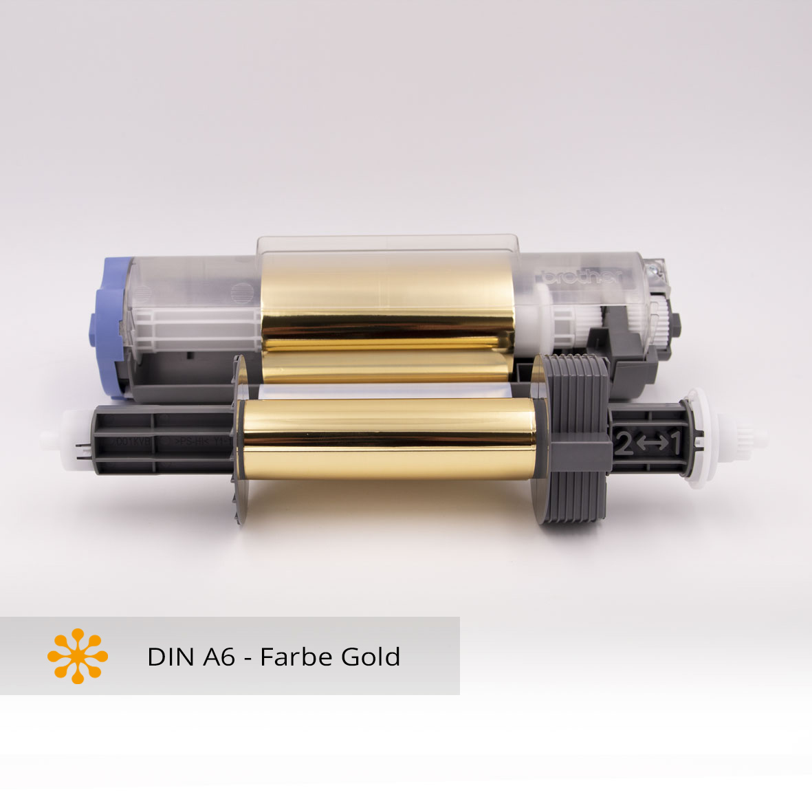 Folienrolle A6 Gold für brother HAK-100 Heißfoliendrucker Folienrolle HFA-110GD A6 in der Farbe Gold für brother HAK-100 Heißfoliendrucker