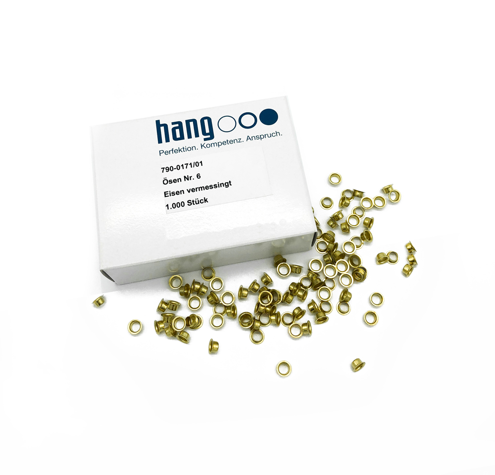 HANG Ösen Nr.6 für Öszange - Eisen vermessingt - 1.000 Stk. HANG Ösen Nr.6 für Öszange - Eisen vermessingt - 1.000 Stk.