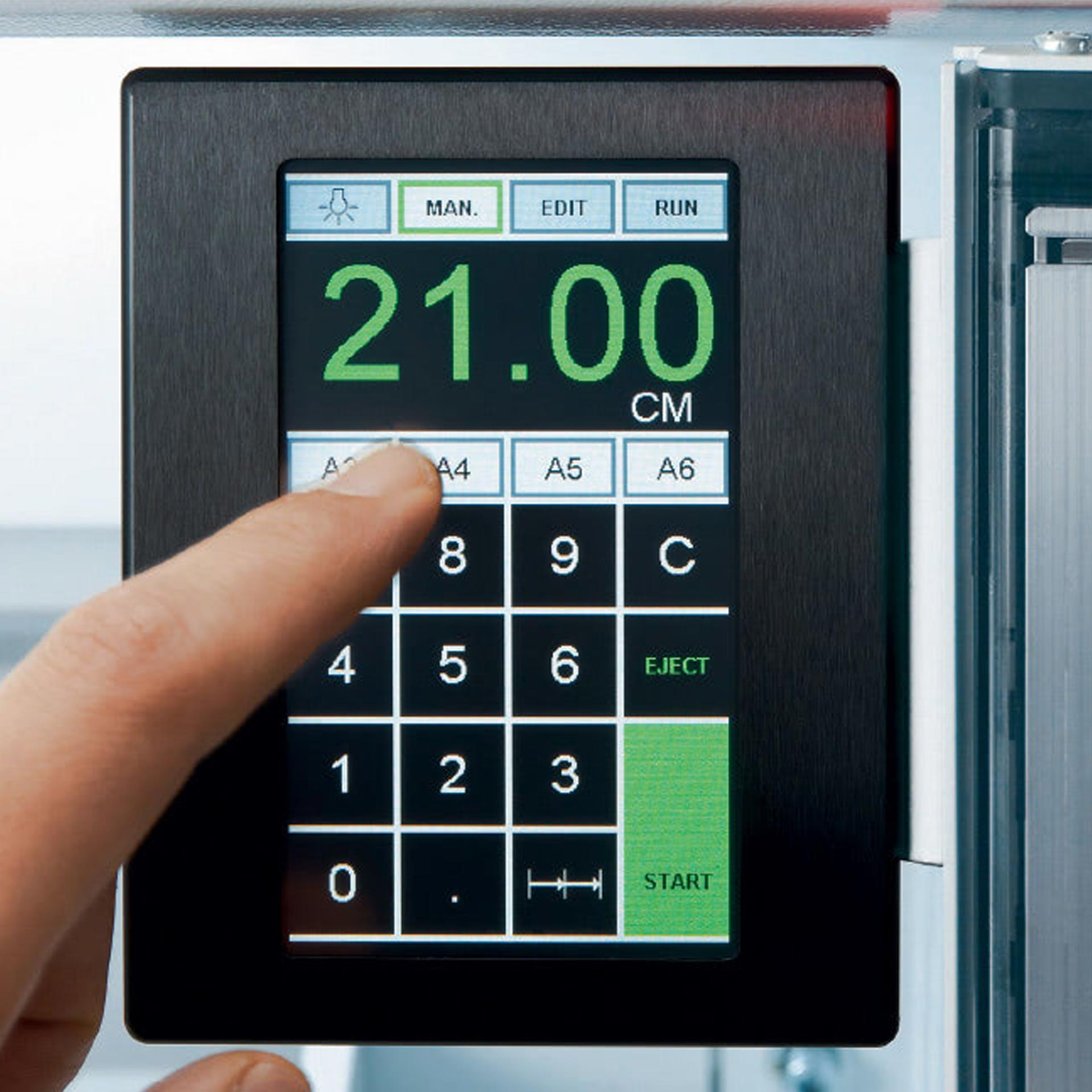 ideal stapelschneider-displayansicht-touchpad ideal stapelschneider, displayansicht vom touchpad