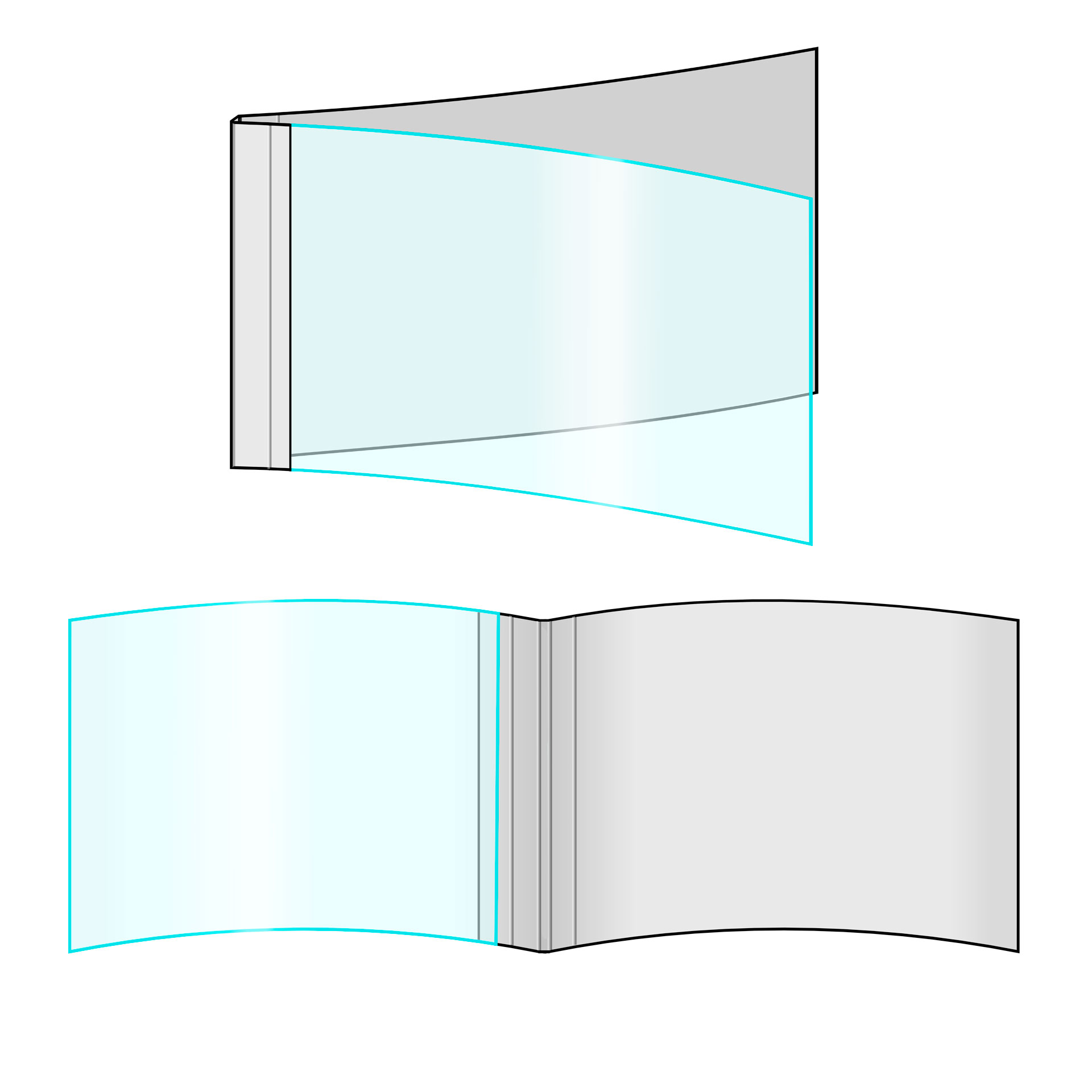 Ösenmappen A4 quer - Beispiel ungeöste Ösmappe mit Folien-Cover (mattiert) im Querformat (Ansicht außen/innen). Grafik: Ösenmappen A4 quer - Beispiel ungeöste Ösmappe mit Folien-Cover (mattiert) im Querformat (Ansicht außen/innen).