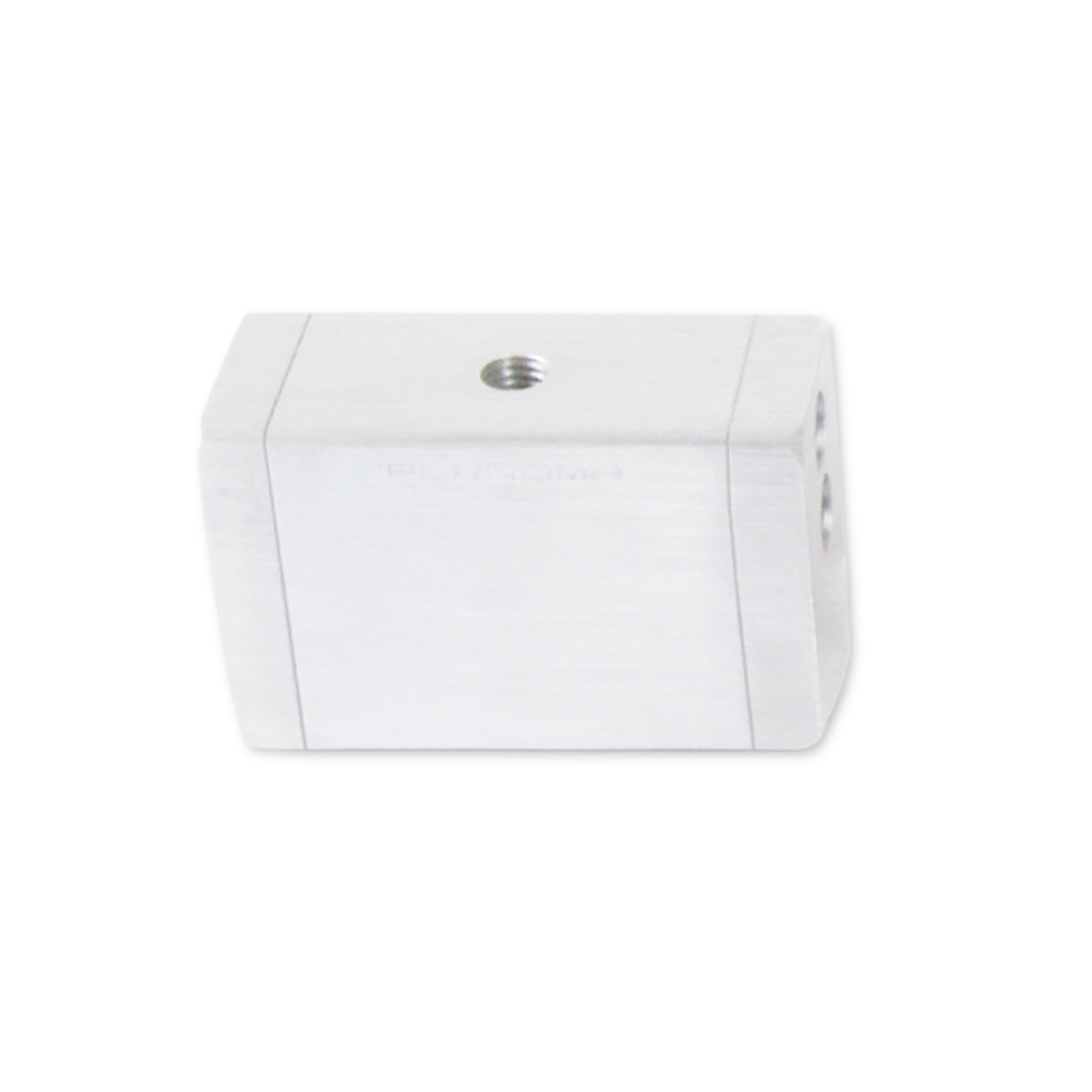 Pernuma Magnethalter Rechteckiger Magnet-Typenhalter in leichter Oben-Frontansicht mit mittiger Gewindebohrung auf der Oberseite und glatten Seitenflächen