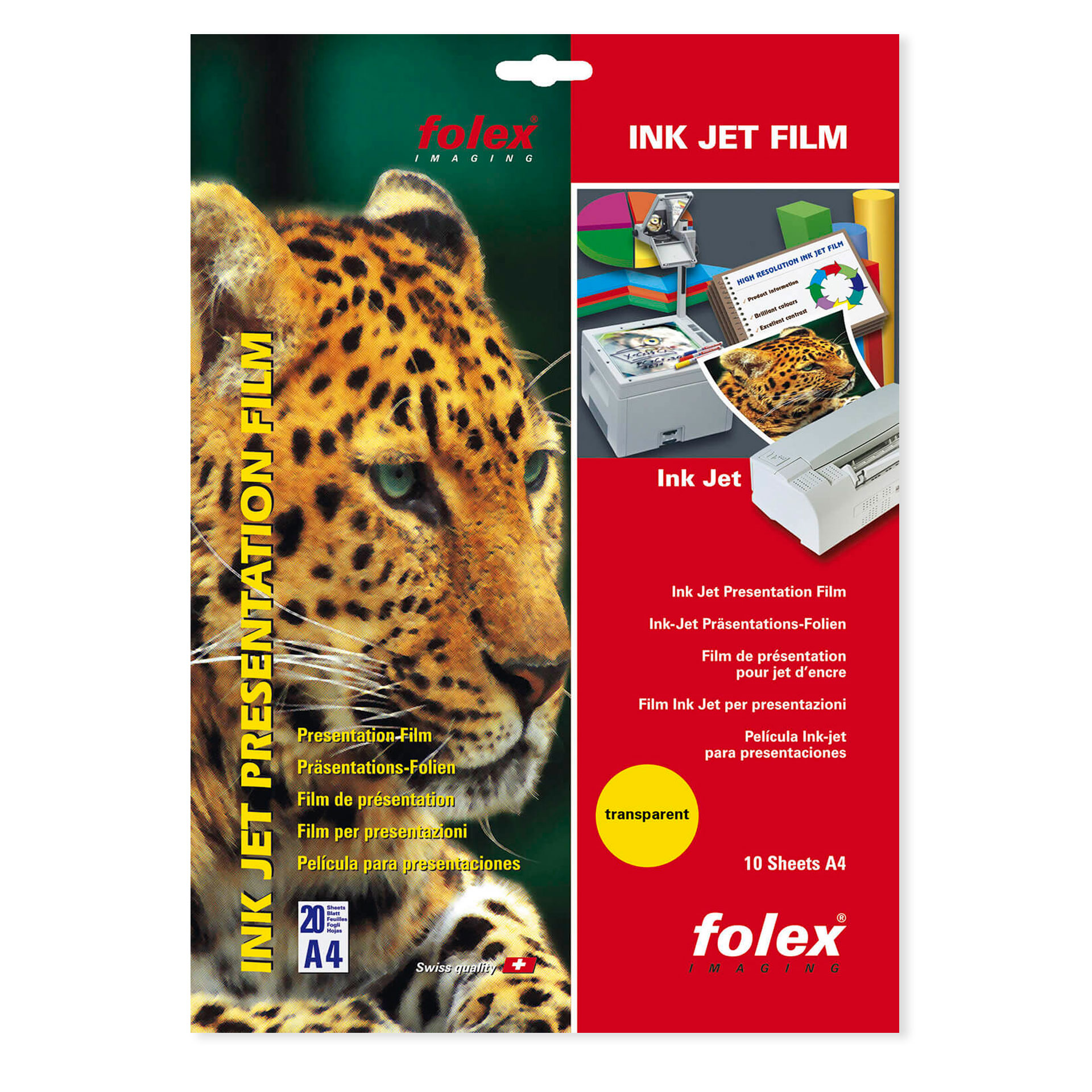 Oberer Teil einer Folex-Verpackung mit der Aufschrift „INK JET FILM“