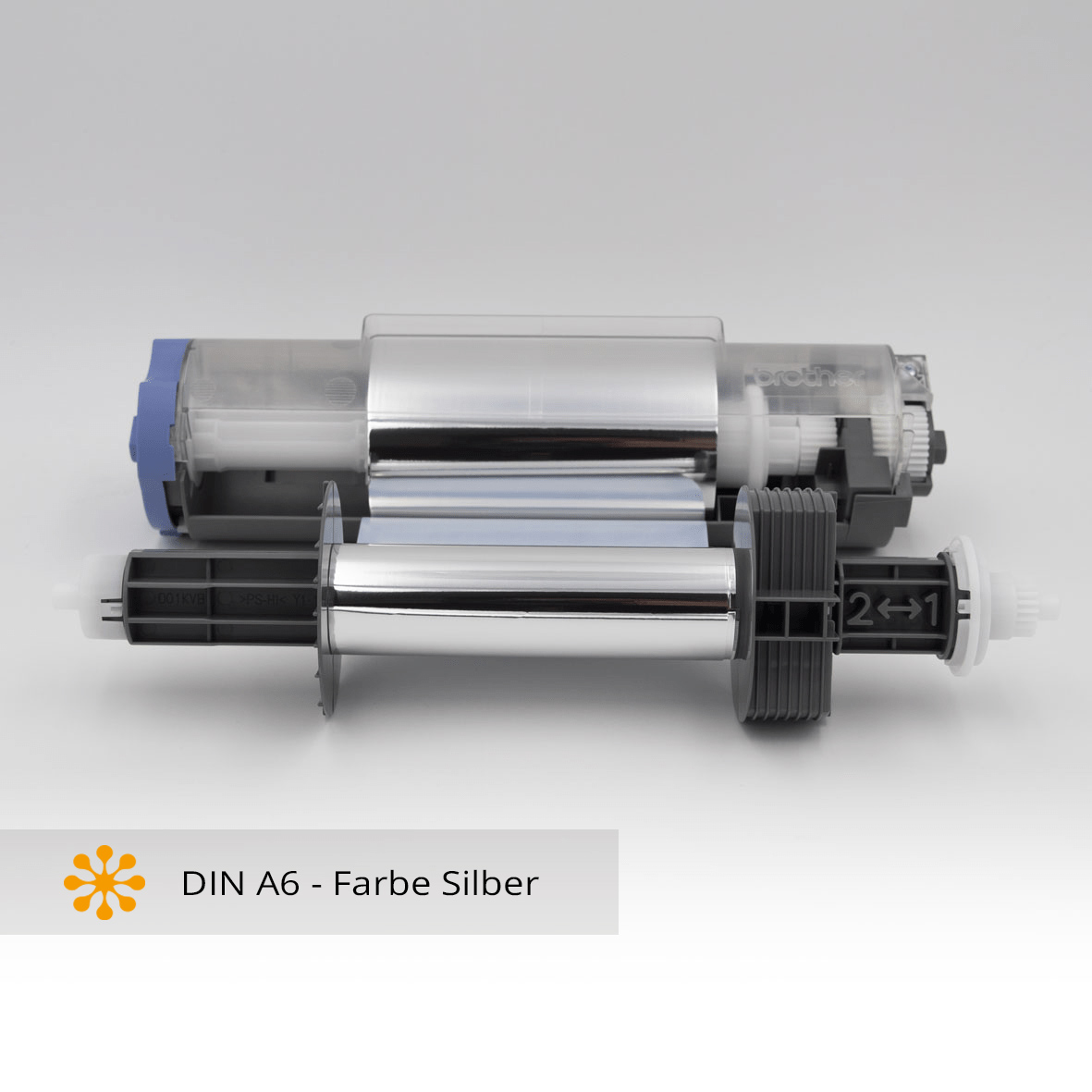 Folienrolle A6 Silber für brother HAK-100 Heißfoliendrucker Folienrolle HFA-110SL A6 in der Farbe Silber für brother HAK-100 Heißfoliendrucker