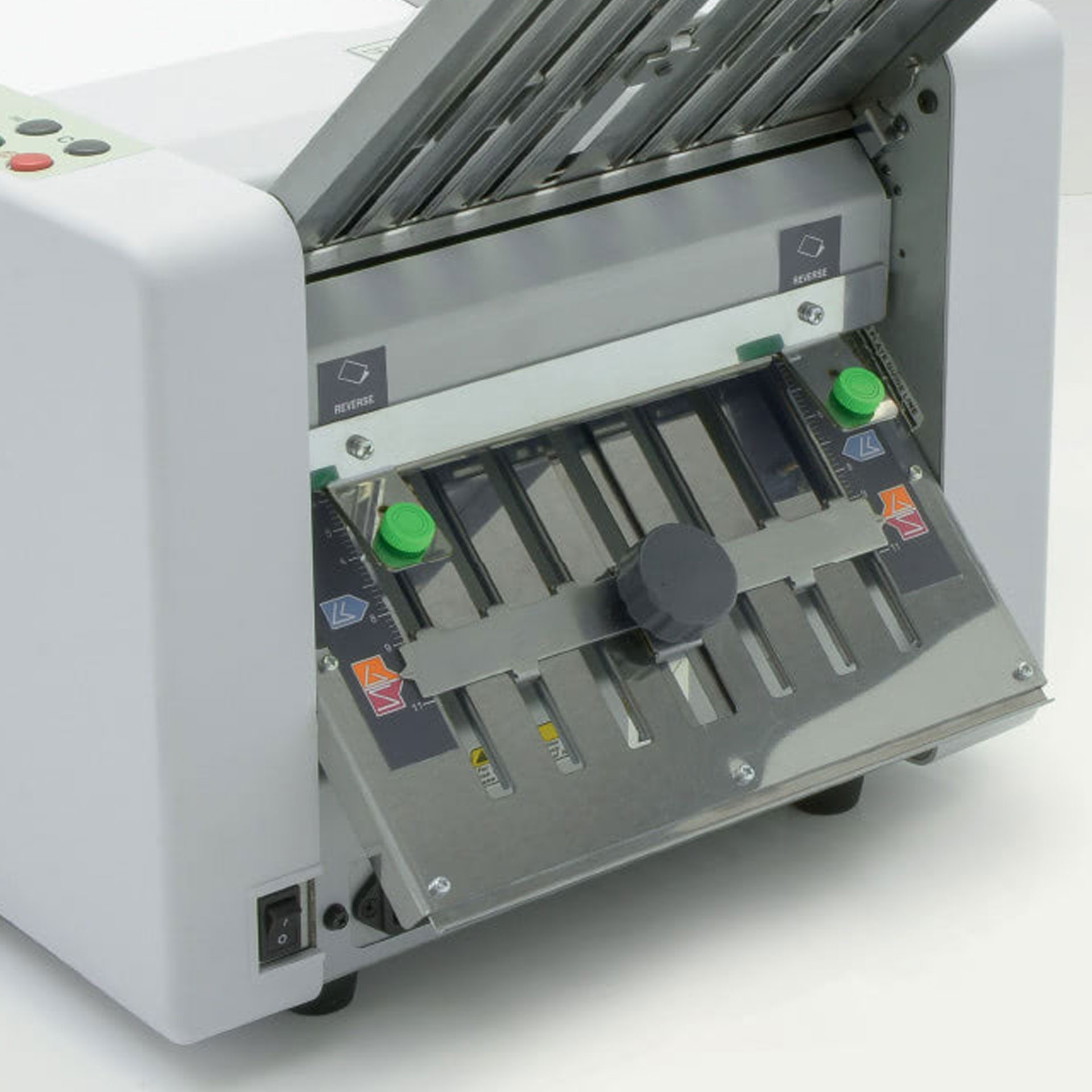 ideal 8306 falzmaschine-einstellung der falzpositionen ideal 8306 falzmaschine-hintere ansicht der einstellung der falzpositionen