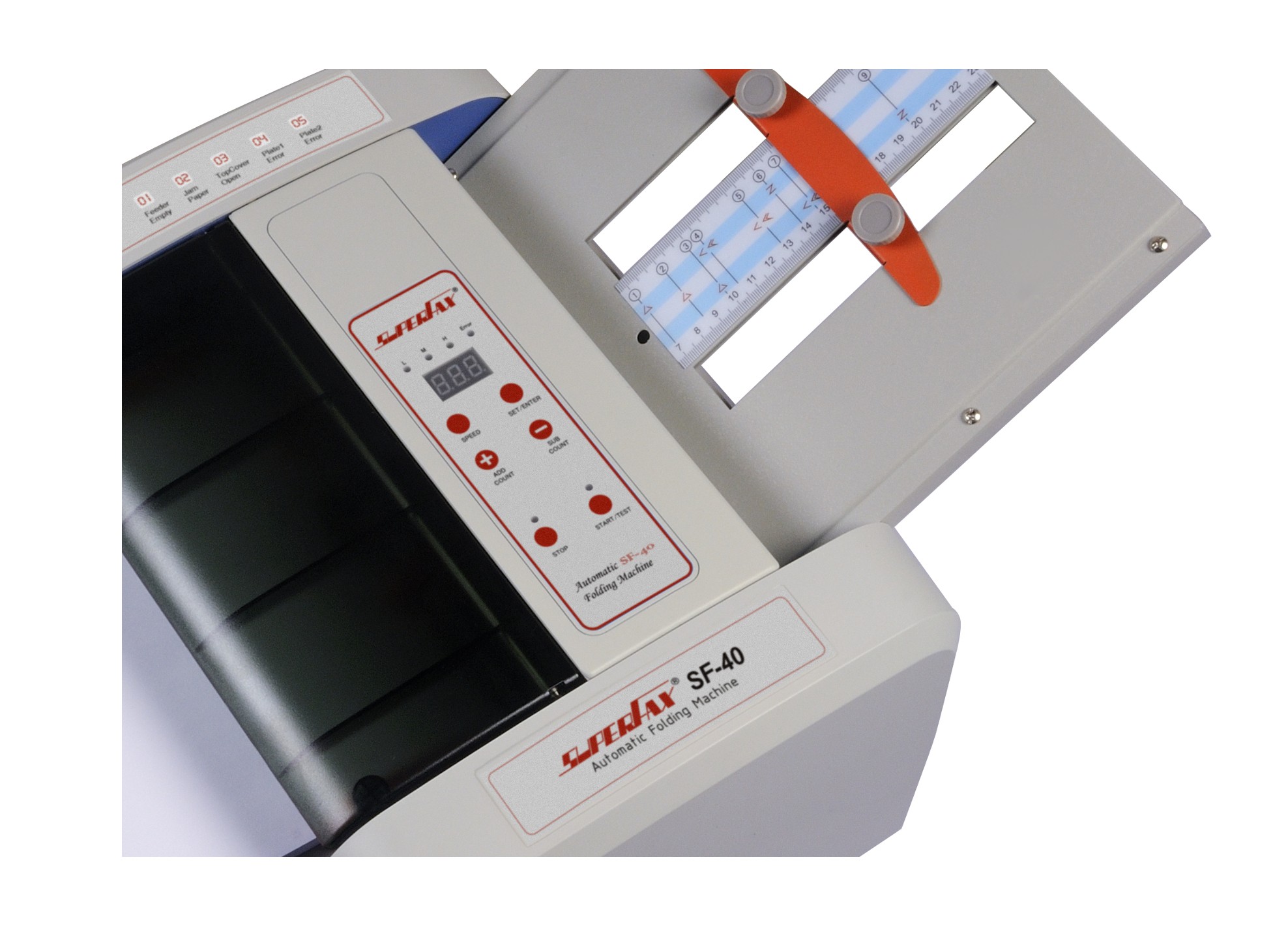 Superfax Falzmaschine SF-40 | Bedienfeld Superfax Falzmaschine SF-40 | Detailansicht Bedienfeld