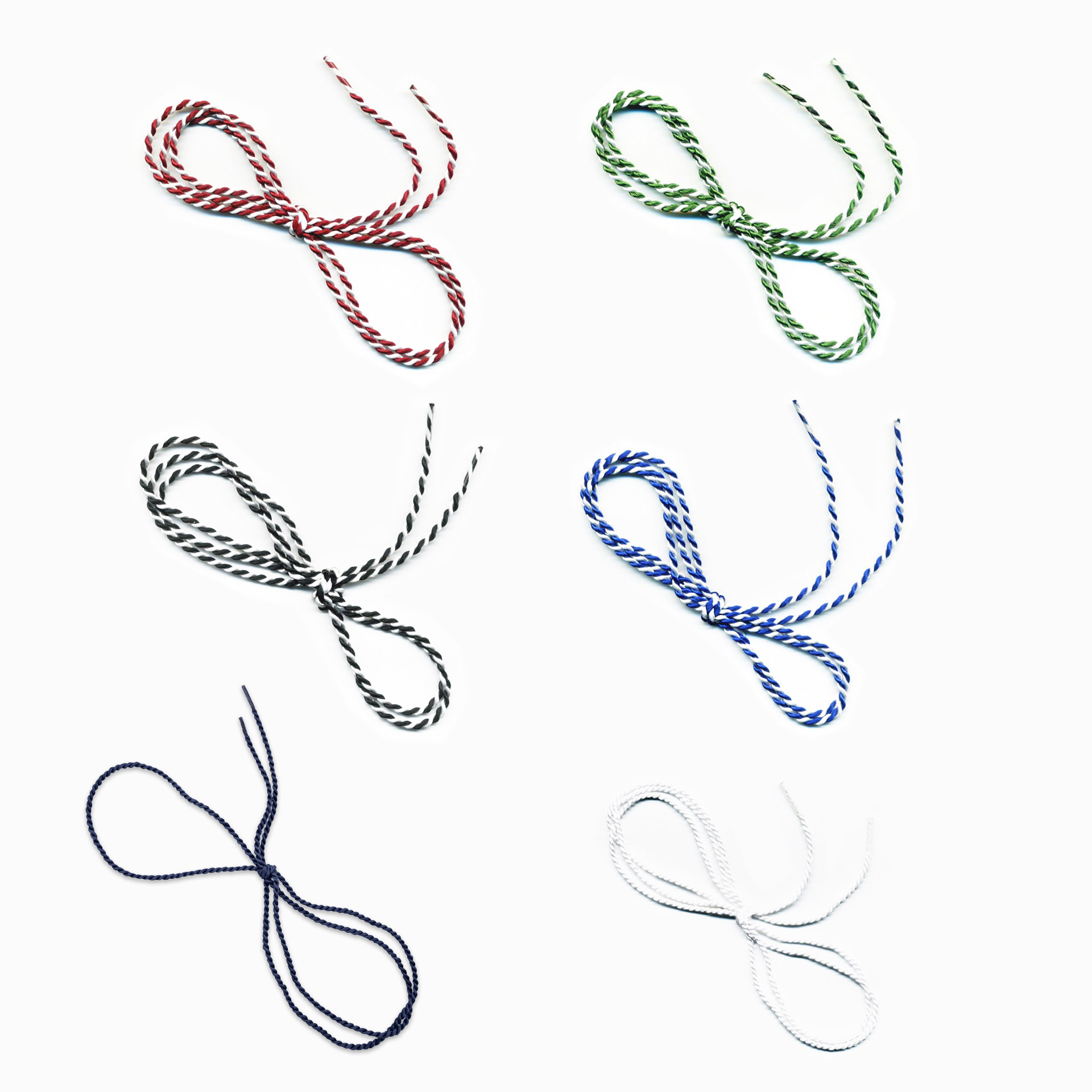 Kordeln, Siegelschnur & Heftbänder (mit Kunststoffenden), Farbe Blau/Weiß