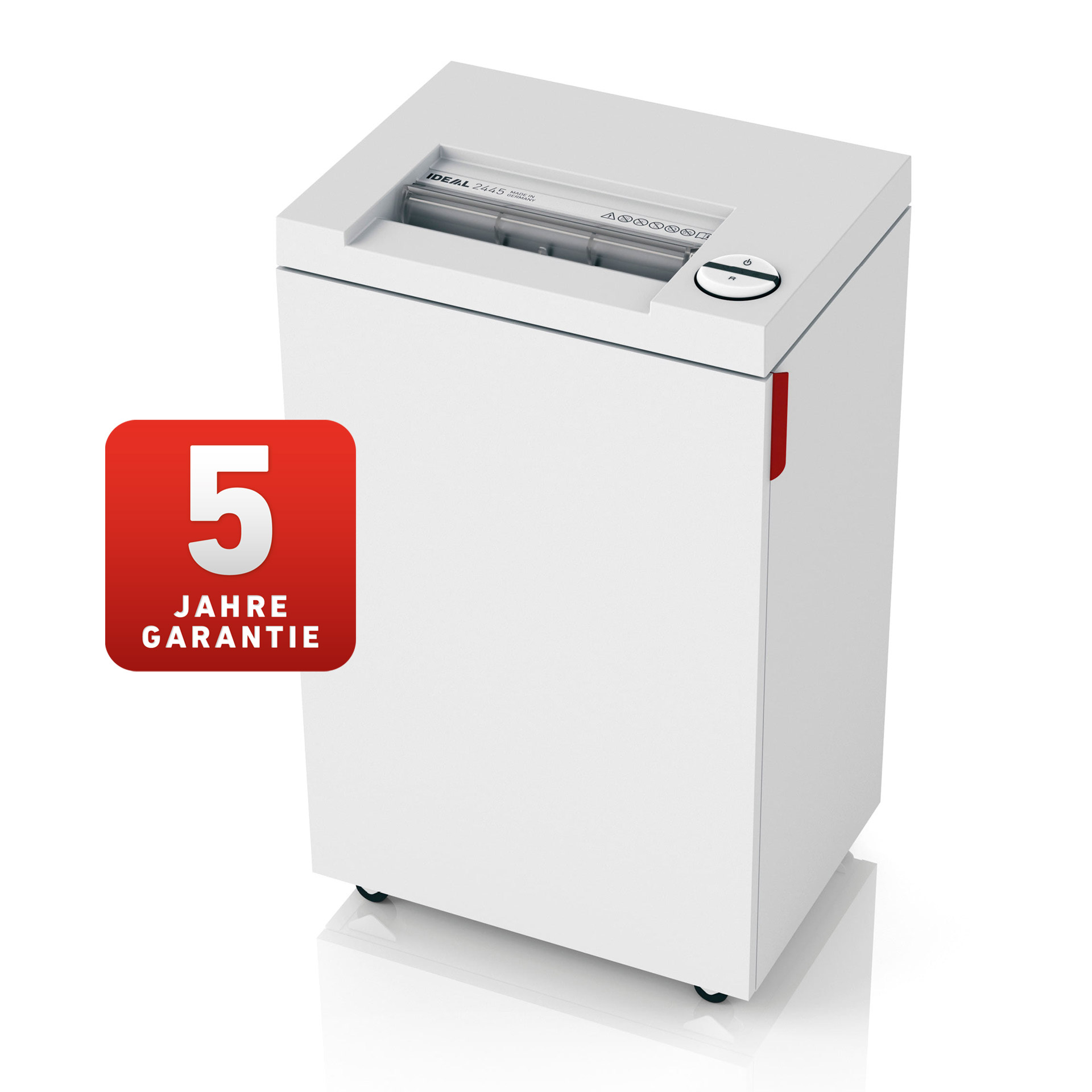 ideal 2445 cc aktenvernichter auf rollen-rechte vorder-und seitenansicht ideal 2445 cc aktenvernichter auf rollen, rechte vorder-und seitenansicht, mit 5 jahre garantie