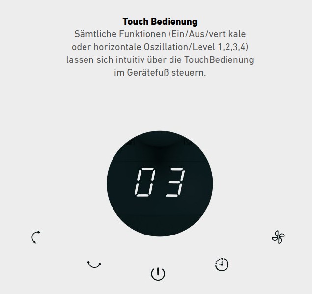 IDEAL Ventilator FAN1 | Touchbedienung IDEAL Ventilator FAN1 mit Touchbedienung
