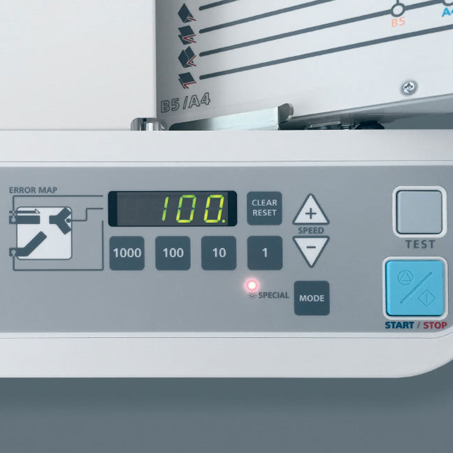 ideal 8335 falzmaschine-einfache bedienung ueber ein-digitales display ideal 8335 falzmaschine-ansicht der einfachen bedienung ueber ein digitales display