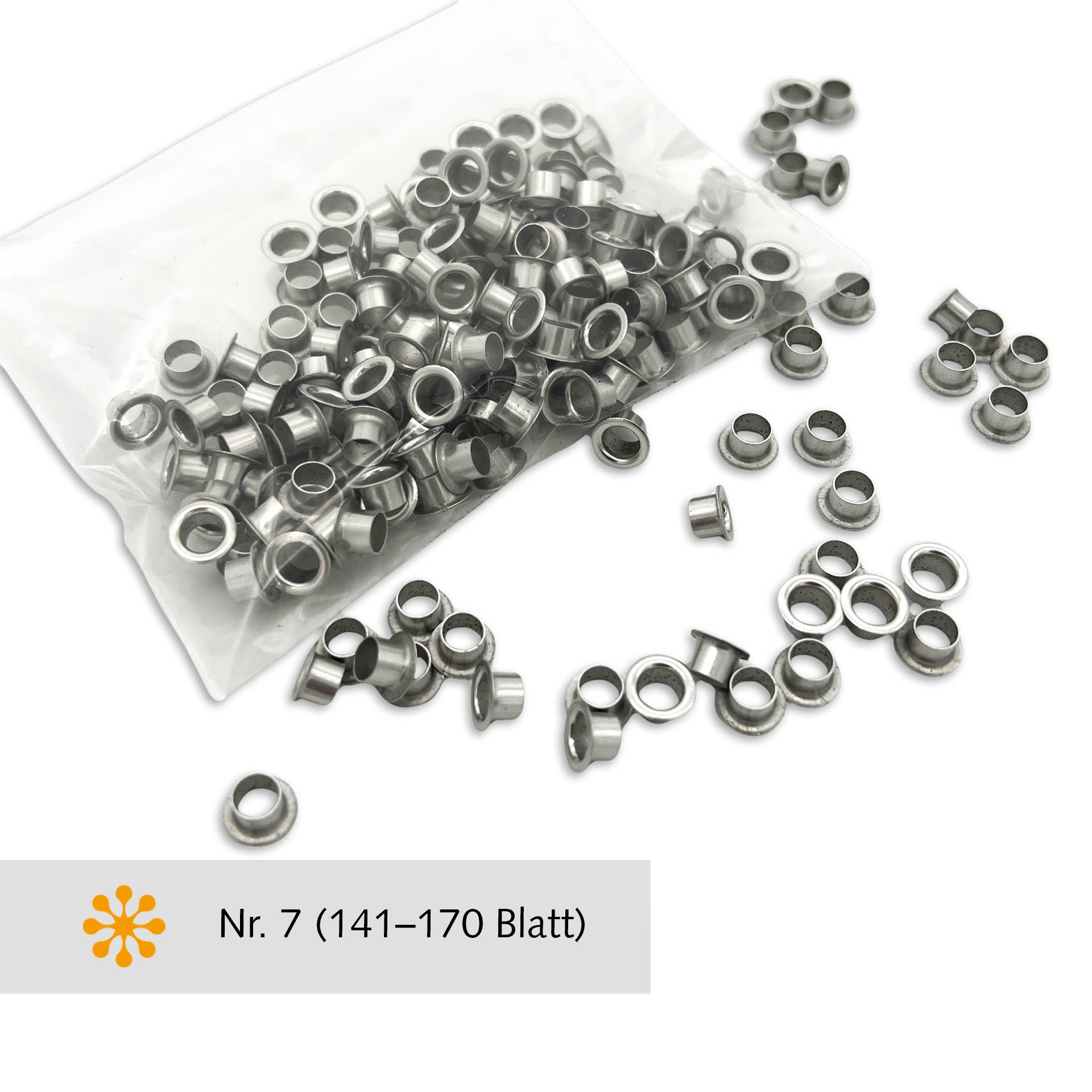 Ösen für TWISTER Ösgeräte, 141-170 Blatt, 20,0 mm Schafthöhe, 50 Stk Ösen für TWISTER Ösgeräte, 141-170 Blatt, 20,0 mm Schafthöhe, 50 Stk