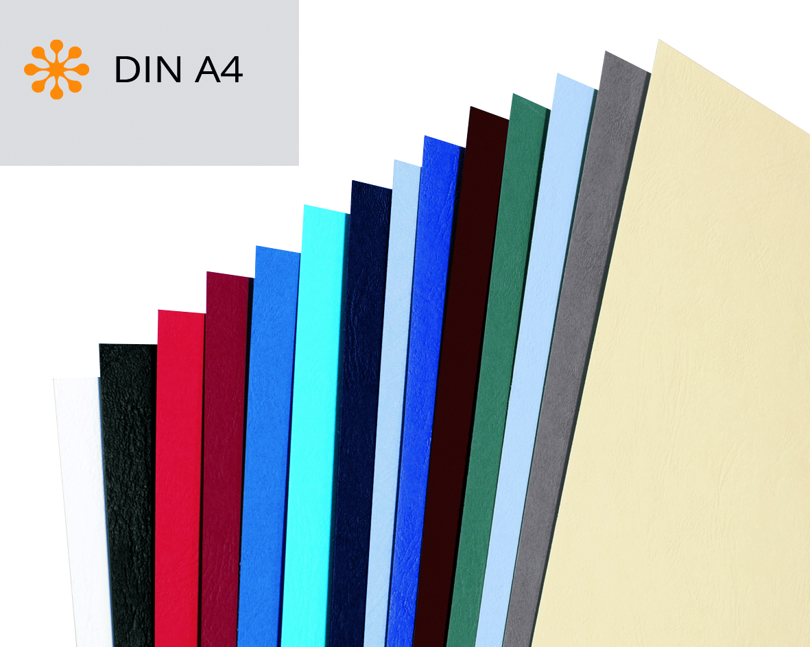 Bindekarton in verschiedenen Farben und Oberflächsenstrukturen in DIN A4