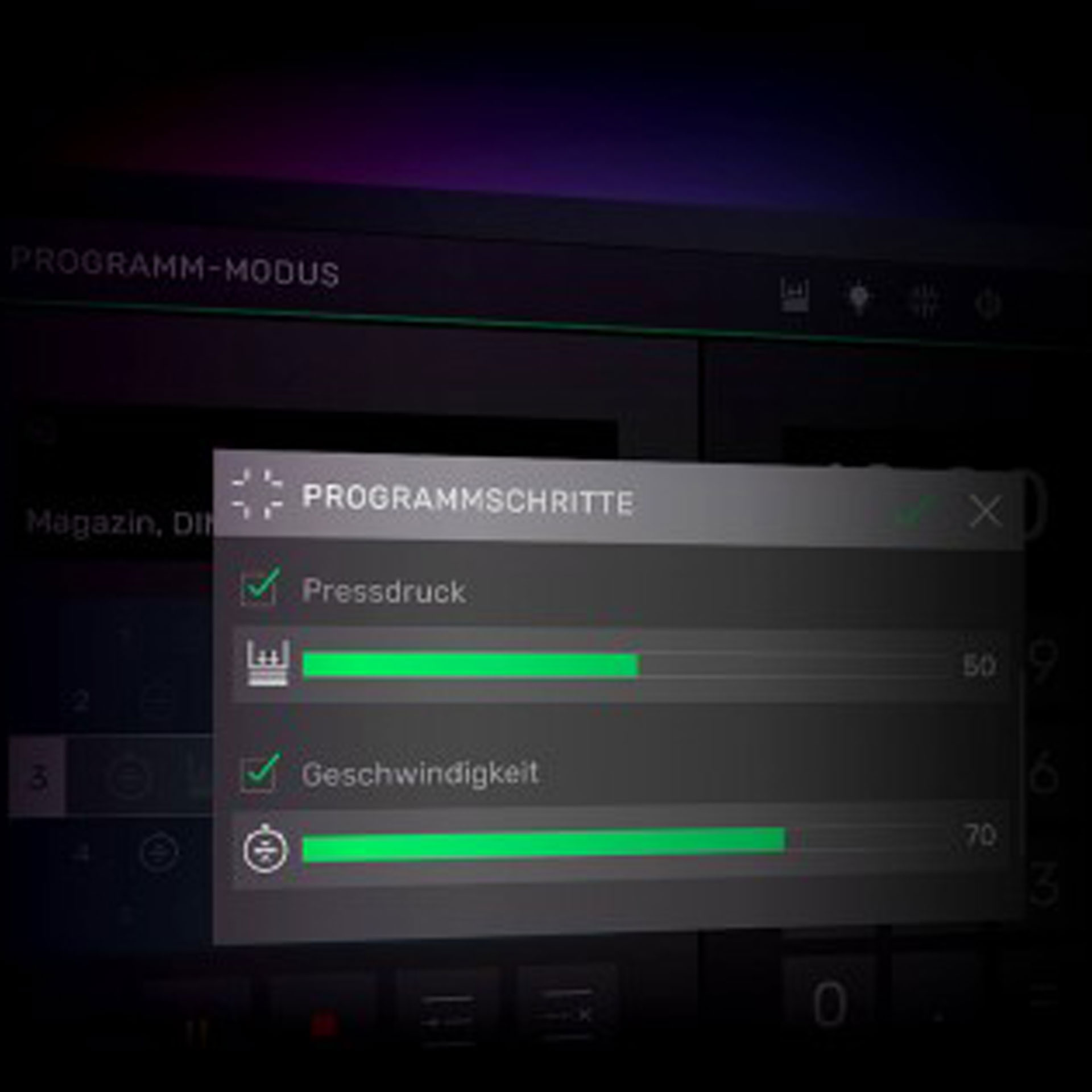 ideal the 68 stapelschneider - programmschritte ideal the 68 stapelschneider - anzeige der programmschritte