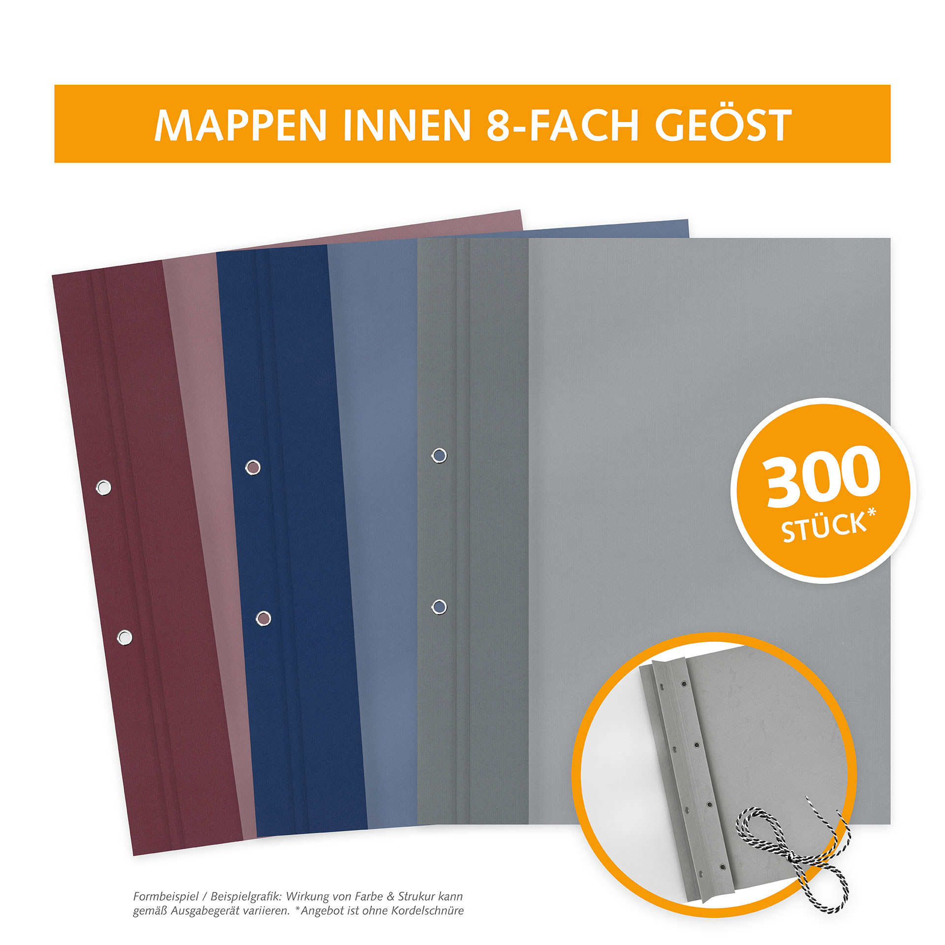 Berichtsmappe, Cover Folie (matt) & Karton Leinen/Leder, innen 8-fach geöst  Berichtsmappe, Cover Folie (matt) & Karton Leinen/Leder, innen 8-fach geöst