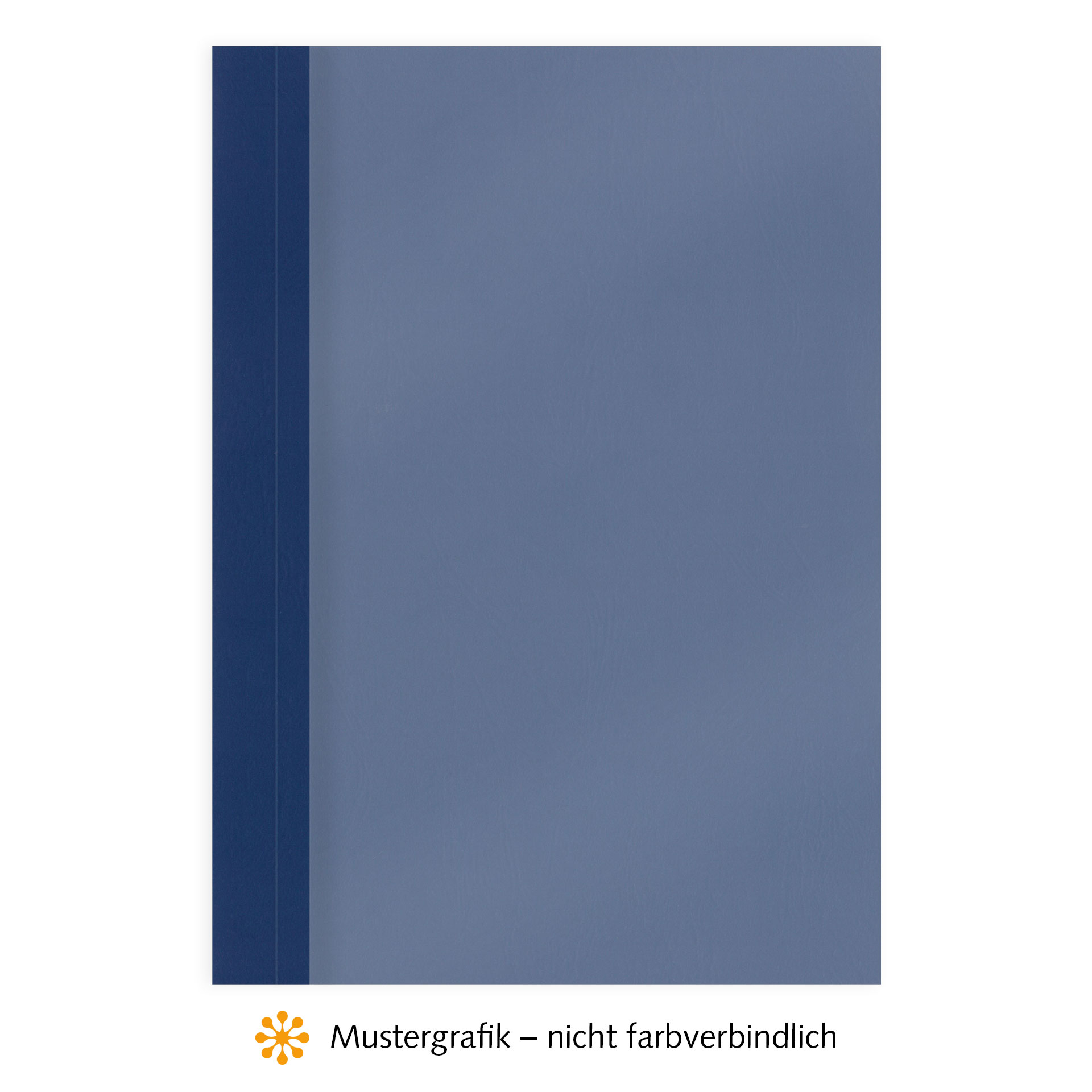 Ösenmappen DUO Cover, Vorderseite Folie MATT transparent, Rückseite Karton Leder, Dunkelblau / Royalblau, 10 mm, 91 bis 100 Blatt