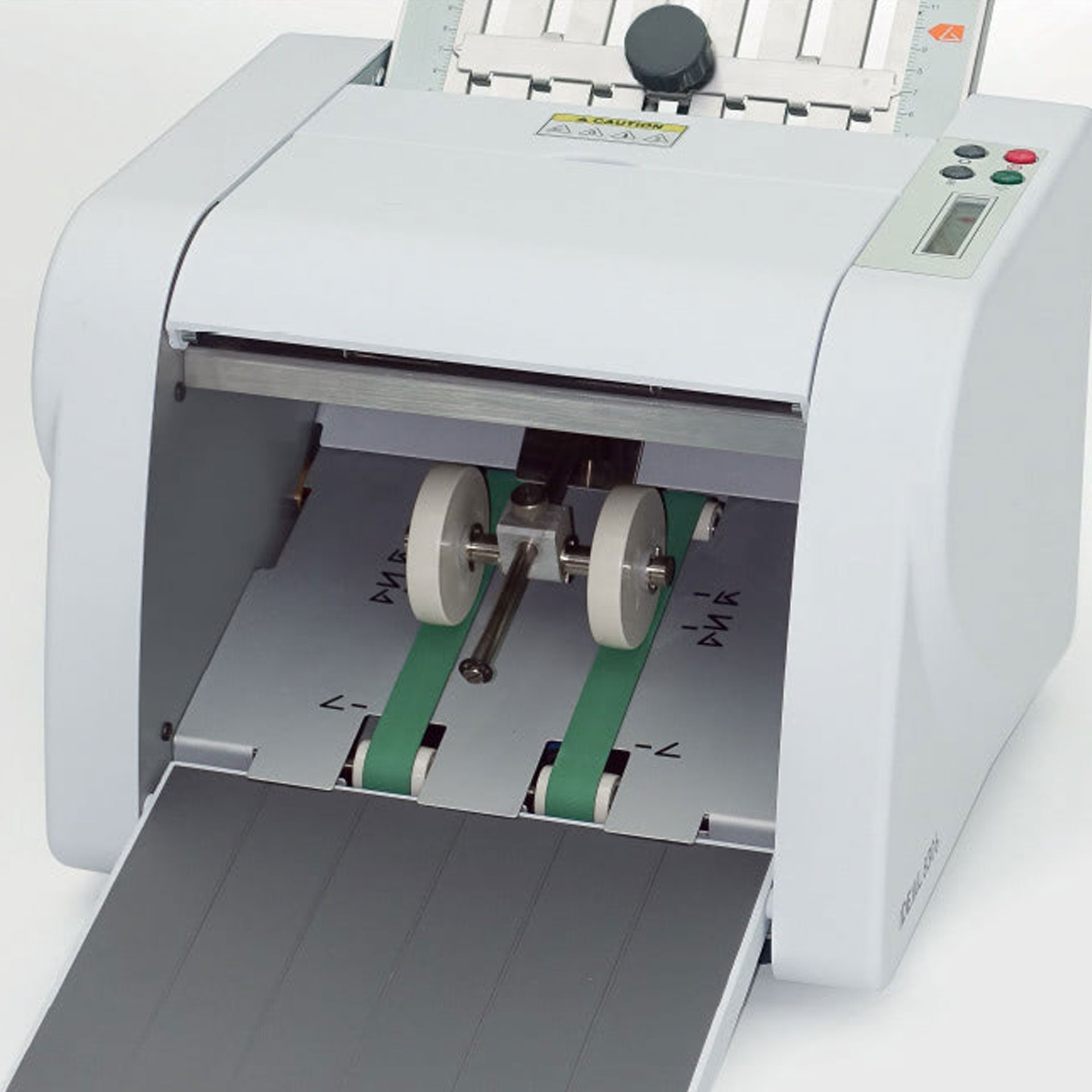 ideal 8306 falzmaschine-bandauslage mit verstellbarer papierauswurfrolle ideal 8306 falzmaschine-ansicht der bandauslage mit verstellbarer papierauswurfrolle