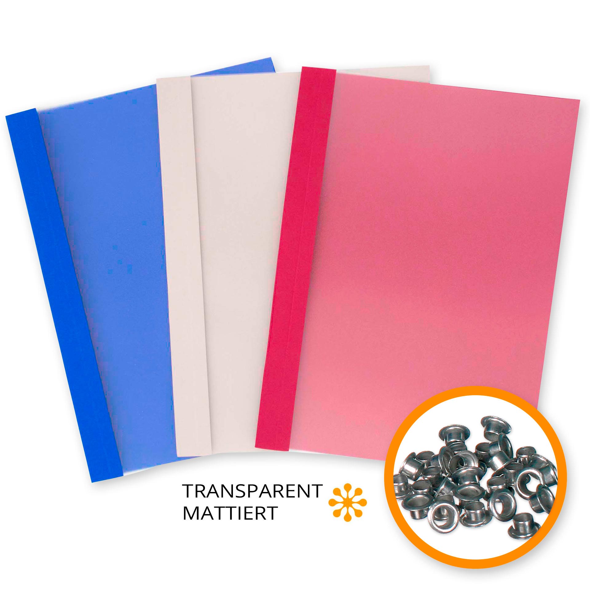 Ösenmappen DUO Cover mit MATT transparenter Vorderseite Ösenmappen DUO Cover mit MATT transparenter Vorderseite